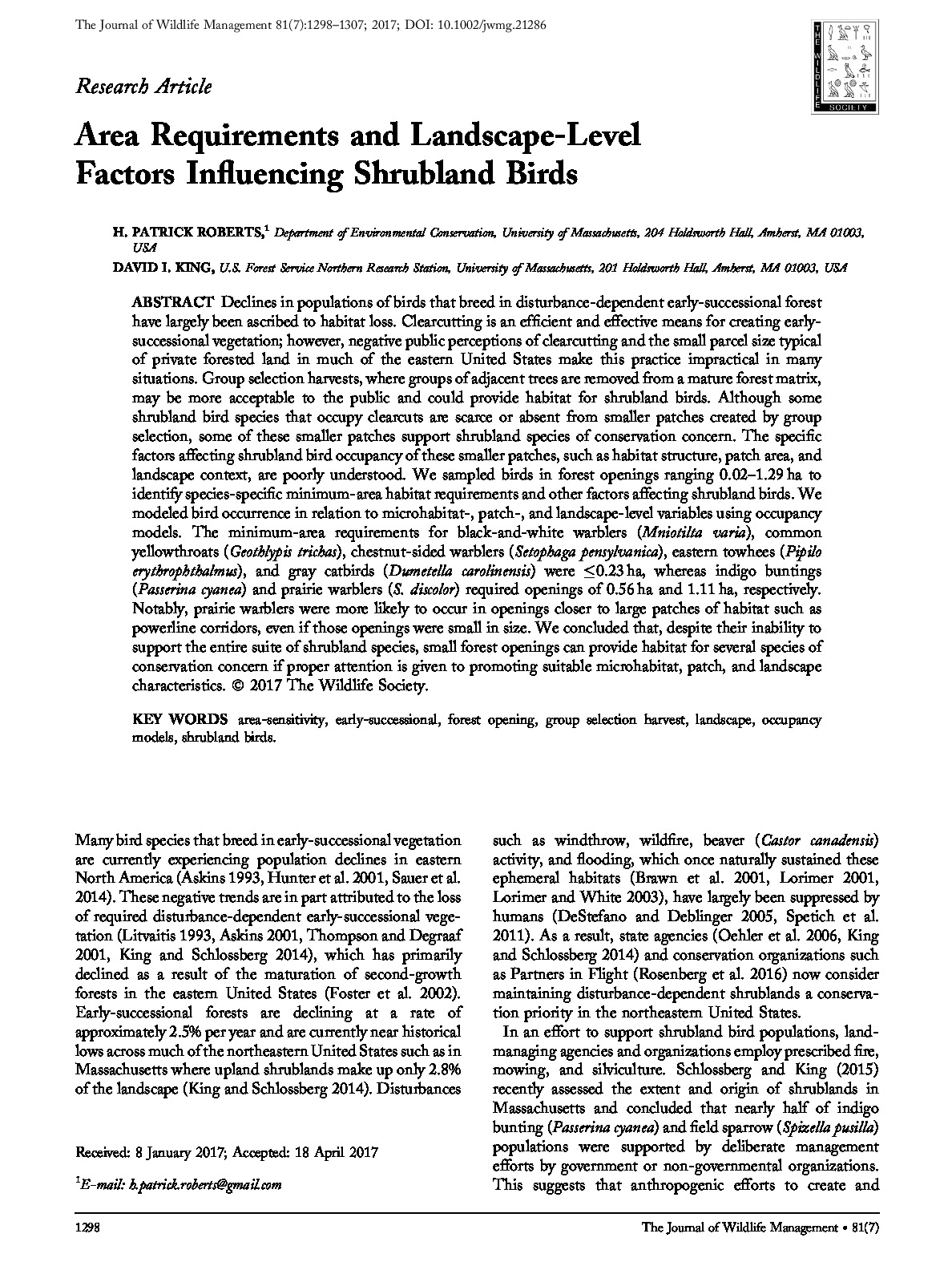 Area Requirements and Landscape-Level Factors Influencing Shrubland Birds