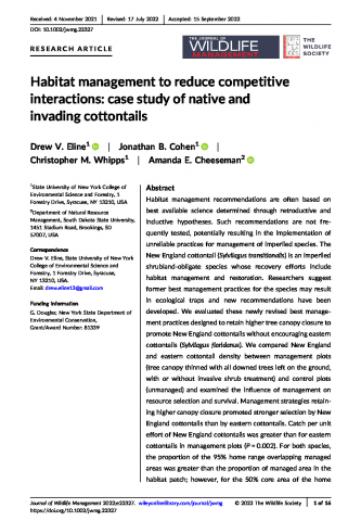 Habitat Management to Reduce Competitive Interactions: Case Study of Native and Invading Cottontails